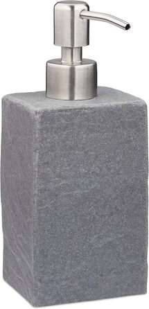 Дозатор для мила Relaxdays, 200 мл, сірий, наповнюваний, для ванної, туалету, кухні, з нержавіючої сталі