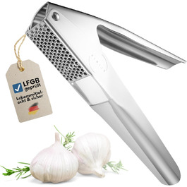 Прес для часнику з нержавіючої сталі - миється в посудомийній машині, стійкий до іржі - міцний та ергономічний, для легкого подрібнення - ідеальний для свіжого часнику