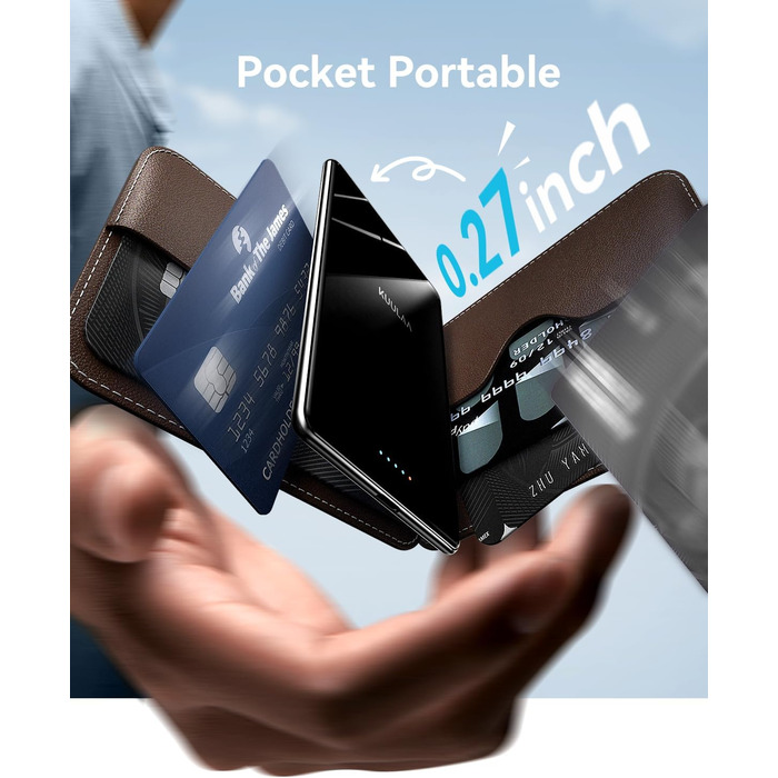 Power Bank Kuulaa Ultra Slim 5000 mAh з MagSafe, Type-C 20W, Швидка зарядка, 7.2 мм, для iPhone 16/15/14/13/12, чорний