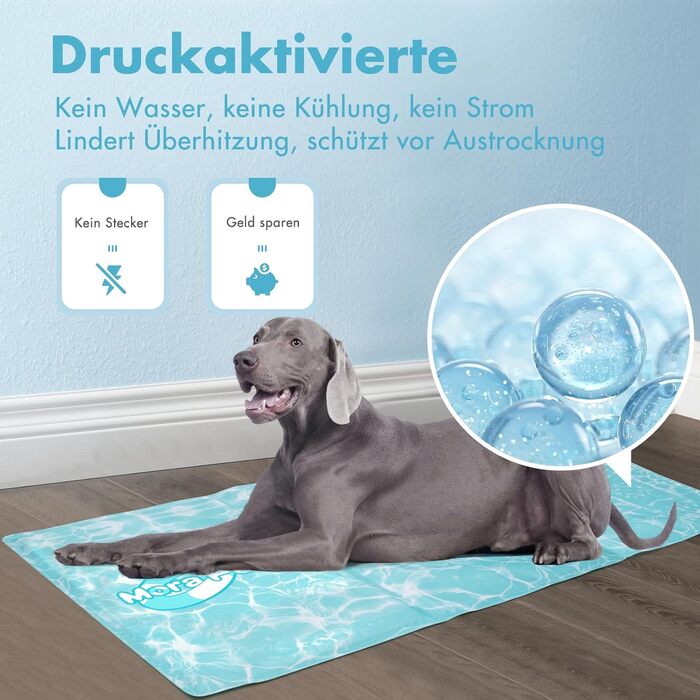 Pawtasy Cooling Mat for Dogs and Cats - Cooling Blanket for Dogs, Non-Toxic Gel Cooling Pad, Self-Cooling Dog Mat for Pets, Cooling Dog Mat - M (100 x 60 cm)