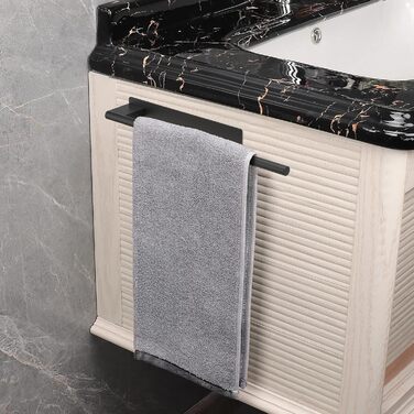 Тримач для рушників Ibergrif M34453A без свердління, 39 см, нержавіюча сталь 304, самоклеючий, чорний