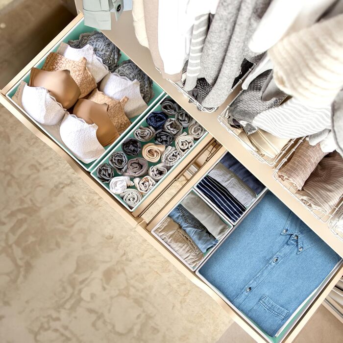 Simple Houseware Foldable Drawer Organizer for Clothing/Underwear/Panty/Jumpsuit, 12-Piece Set, (Set of 12, Turquoise/Getaway, Solid (Getaway Solids))