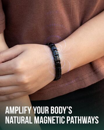 Браслет на магнітах MagnetRX® Ultrastarkes Titan для жінок – титановий браслет з регулюванням розміру, чорний (5x Strength)