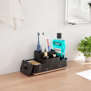 VITVITI Toothbrush Holder Electric Toothbrush Holder with Cover Bathroom, Marble Electric Toothbrush Toothbrush Holder Bathroom Organizer Countertop Toothpaste Vanity Counter Toothbrush Holder
