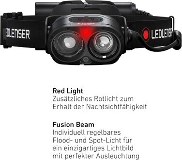 Налобний ліхтар Ledlenser H19R Core 3500 лм, акумуляторний, LED, червоне світло, IP67, USB-зарядка, дальність 300 м