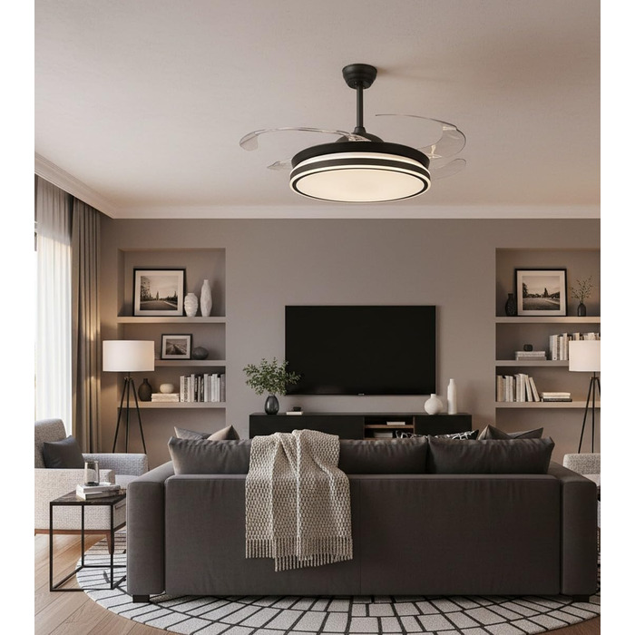 Вентилятор стельовий BEL AIR HOME Asgard 108 см з LED підсвіткою, пультом, DC-мотор, білий