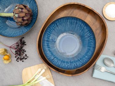 CreaTable Набір посуду Sea Breeze, 18 предметів, з кераміки, для миття в посудомийній машині та використання в мікрохвильовій печі, Made in Portugal (Набір мисок, блакитний)