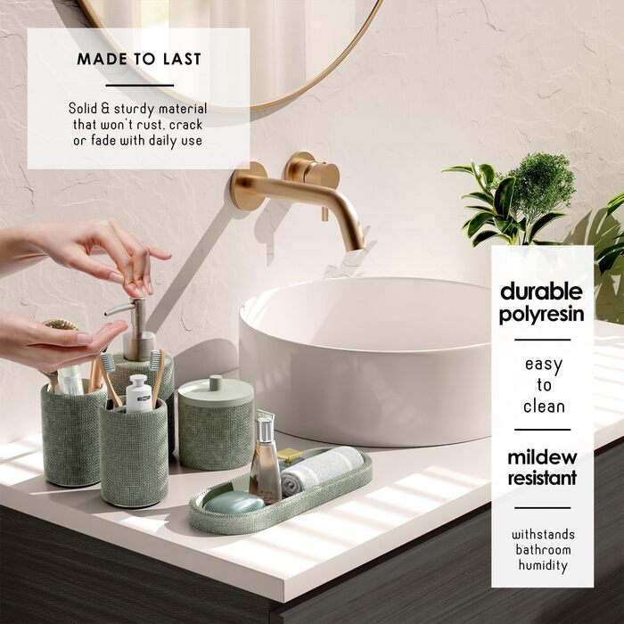 Набір аксесуарів для ванної кімнати Clara Clark – 5-Piece Set Salbeigrün (світло-зелений)