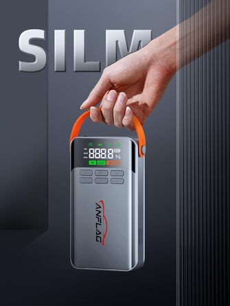 Powerbank для автомобіля з компресором 150PSI ANFLAG 5500A, стартер для бензинових та дизельних двигунів (12.0L), LCD дисплей, LED ліхтарик, подвійний USB, сірий