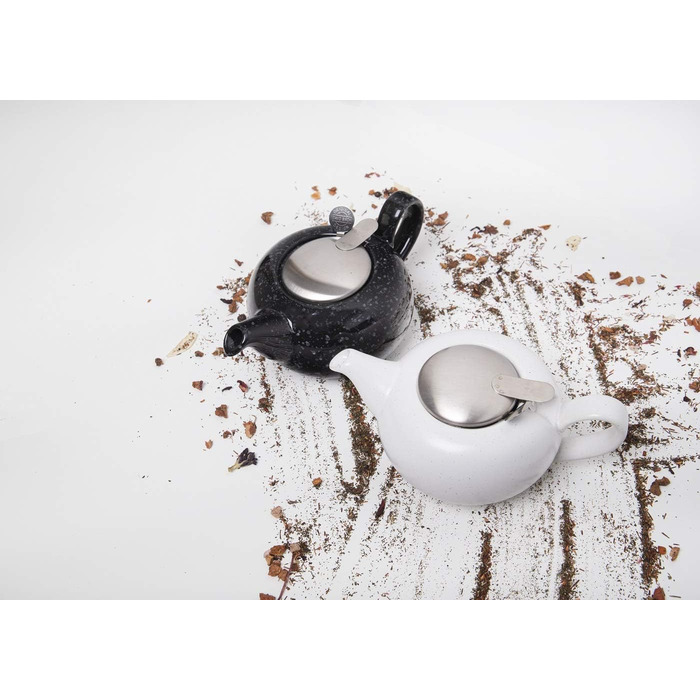 LONDON POTTERY Pebble Teapot with infuser for loose tea, stoneware, (2 Cup (500 ml), Light Blue Speckled)