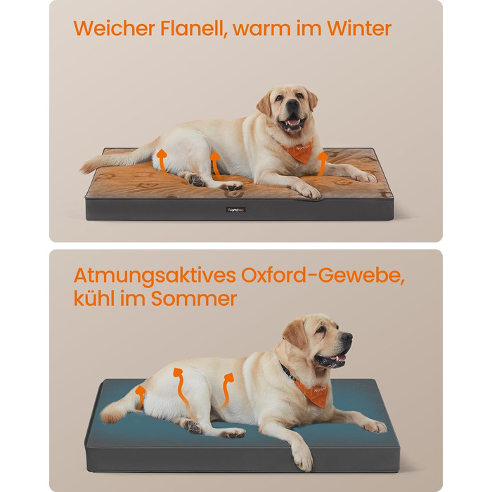 Крізь для собак Feandrea, розмір M, 76 x 51 x 8 см, водовідштовхувальний, знімний килимок, сірий, для маленьких та мініатюрних собак