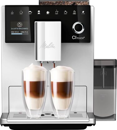 Melitta CI Touch - Fully Automatic Coffee Machine with Milk System, Coffee Machine with Integrated Coffee Grinder and Milk Frother, for e.g. Espresso or Cappuccino, silver Silver Facelift
