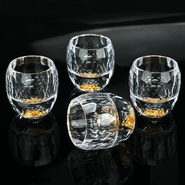 Набір келихів для шотів Crystal Shot, 6 шт, 15 мл, без свинцю, з позолотою 24К, для горілки, віскі, саке, текіли