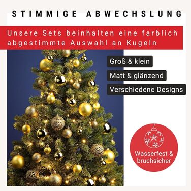 Набір прикрас для ялинки WOMA - 50 кульок, 22 кольори, пластик, ялинкові прикраси, декор, 100 шт. (Lemon Gold)