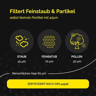 Фільтр для пилососа Kärcher (WD3, WD2, WD1, MV3, MV2, A, K, KNT, NT, SE, VC) - замінник 6.414-552.0 - 3 круглі фільтри + 3 кришки-гвинти для алергіків проти дрібного пилу та запахів