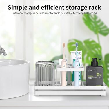 Bathroom Toothbrush Holder, 5 Slots, Carbon Steel, Toothbrush Holder, Electric Toothbrush & Toothpaste, Bathroom Countertop Accessory, Shower, Black