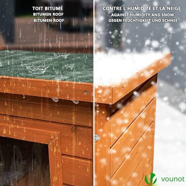 Дім для котів Vounot® з дерева, з асфальтовим дахом, для вулиці, 57 x 45 x 43 см