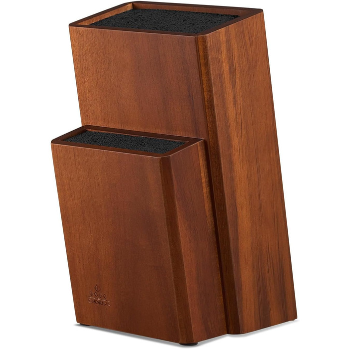 ENOKING Knife Block without Knives, Acacia Wood Knife Block, Knife Holder with Removable Plastic Bristles, Universal Wooden Knife Block for the Kitchen Counter