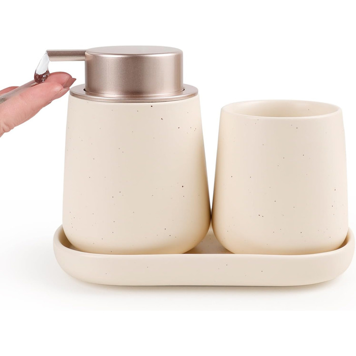 Набір аксесуарів для ванної кімнати Badezimmer Set Umlaca: мильниця, дозатор мила 350 мл, стакан для зубної пасти 320 мл, білий