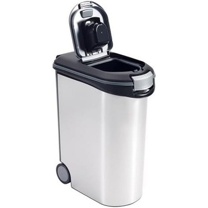 Контейнер для корму Curver Tier-Futter-Container 20 кг, 54 л, чорний/сріблястий, з роликами
