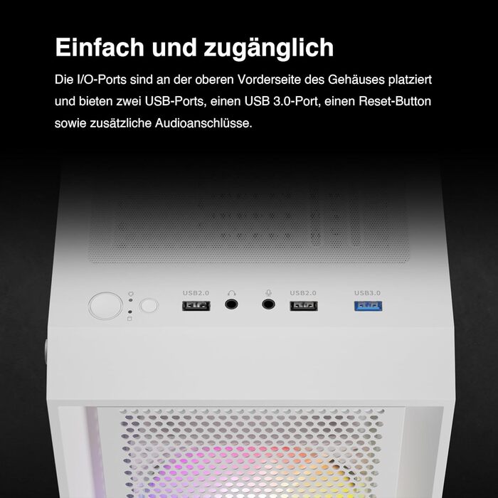 Корпус для ПК GAMDIAS AURA GC2 ELITE WH ARGB: Midi-Tower з 4 RGB-вентиляторами, сітчаста передня панель, скло, підтримка синхронізації материнської плати, чорний