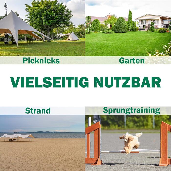 Набір для аджиліті собак 4-TLG, тренування з доріжками, регульована висота, з сумкою, PVC, зелений