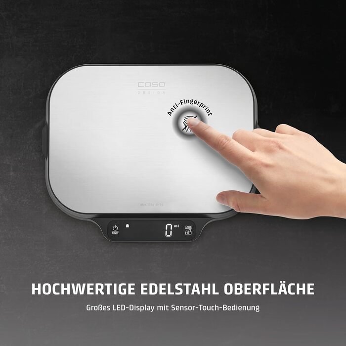 Кухонні ваги CASO Design KitchenDuo: без батарейок, до 5 кг з кроком 1 г, Testsieger Haus & Garten Test