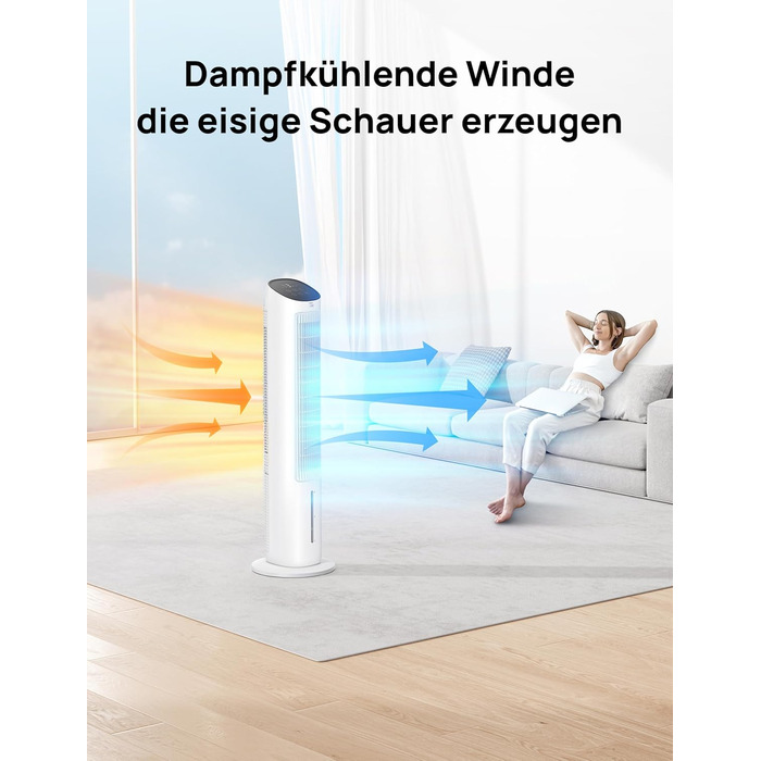 Охолоджувач повітря Dreo з водяним охолодженням, 40 дюймів, 80° поворот, 3 режими, 4 швидкості, білий, з пульт