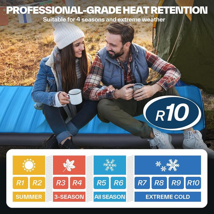 Sportneer Self-Inflating Camping Mat - 198x76cm Outdoor Sleeping Pad - 10cm Thick Air Mattress for Tent, Overnight Stays, Sunbathing, Relaxation, and Picnics