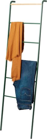 Yamazaki 2813 TOWER Leaning Clothes Rack, Steel/Wood, Minimalist, 45 x 24 x 160 cm (Green (Forest Green), Modern)