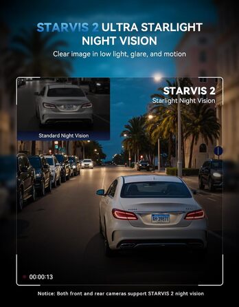 Автомобільний відеореєстратор TECXERLLON 4K Dual Dashcam (передній та задній), нічна зйомка Starlight, GPS, WDR, G-сенсор, режим паркування 24г, кут 160°/150°, карта пам'яті 64ГБ у комплекті