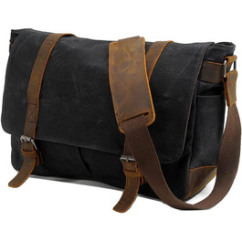 Водонепроникна фотосумка Neuleben для DSLR, наплічна, вінтаж, велика, з канвасу та шкіри, зелена (чорна)