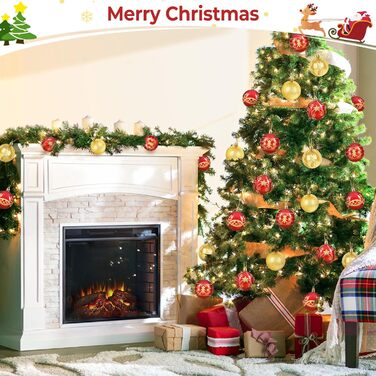 Набір прикрас на ялинку 30 шт. Кульки для ялинки 6 см, червоні та золоті, пластик