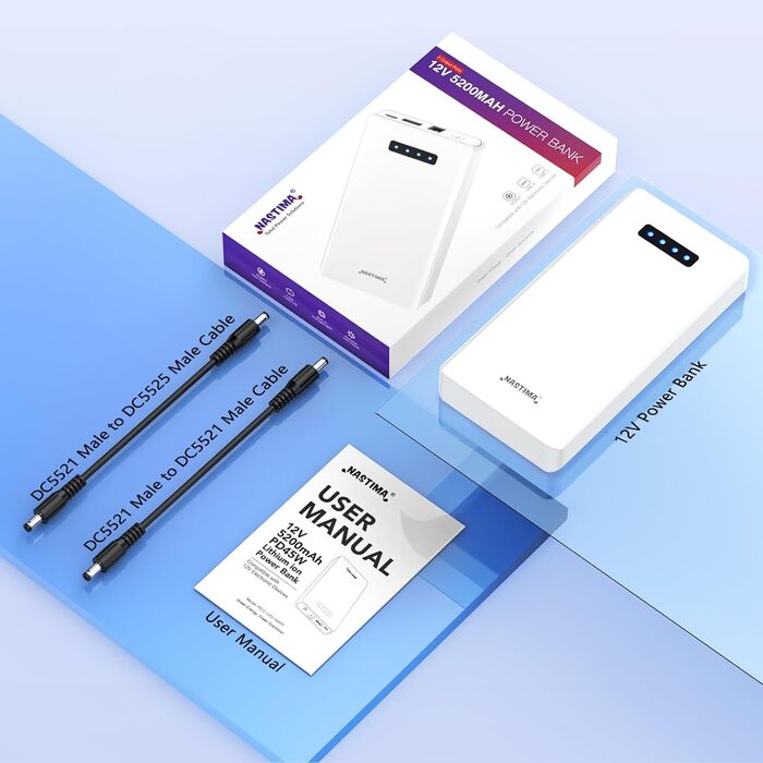 Power Bank NASTIMA 12V 5200mAh з трьохвидим виходом (USB-A, USB-C, DC) для LED, CCTV, камер та ін.