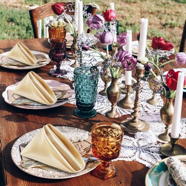 Kalopro 12-Piece Gold Cloth Napkins, Satin Gold Table Napkins, 20x20 inches (50.8x50.8 cm), Washable, Polyester, Reusable Napkins, Fabric for Wedding, Party, Christmas, Table Decoration (Gold)