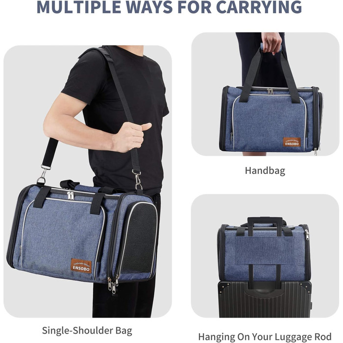 Сумка-переноска для кота, складана переноска для собаки, переноска для тварин, сумка для подорожей з м'яким матрацом для перевезення потягом/автомобілем/літаком