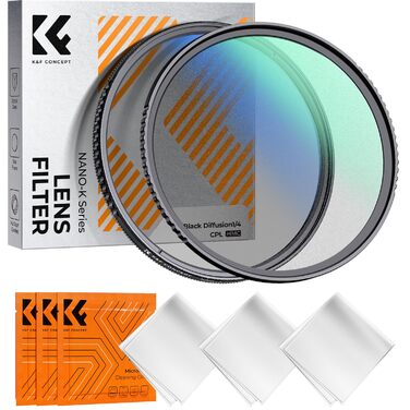 Фільтри K&F Concept 58mm: Black Mist 1/4, Поляризаційний фільтр, Black Promist 1/4, CPL з багатошаровим покриттям (Nano Klear)