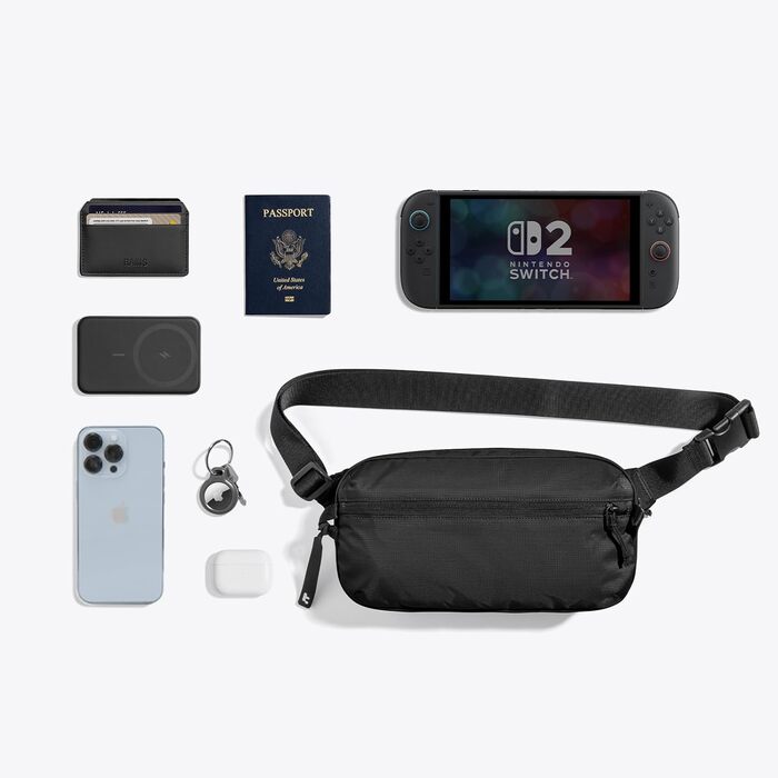 tomtoc Anti-Diebstahl Sling Bag 3,5L: Сумка на плече, через тіло, чорна, RFID-захист, для Switch, iPad mini, EDC, подорожі