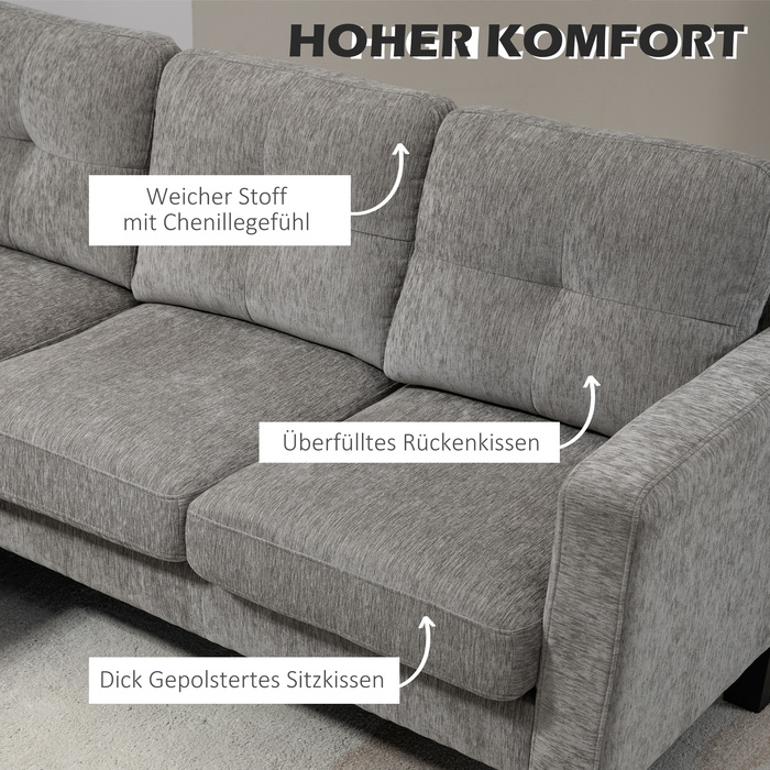 HOMCOM Кутовий диван, кутовий диван з оборотним кутовим вигином, диван у формі літери L, оббивка з імітацією льону, 186 x 130 x 84 см, Колір: Коричневий