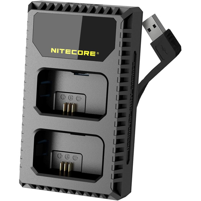 Зарядний пристрій Nitecore USN1 для Sony NP-FW50 з індикатором та USB, чорний