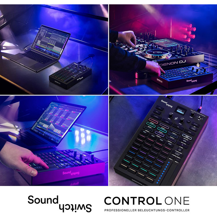SoundSwitch Control One – Професійний контролер освітлення DMX для DJ з 3 місяцями доступу до програмного забезпечення SoundSwitch, підтримка DMX та Phillips Hue. Чорний колір