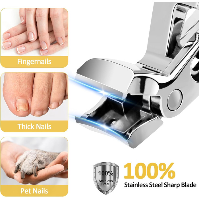 Кусачки для нігтів Nagel з ергономічною ручкою для педикюру, широка голівка, для літніх людей, преміум сталь для чоловіків та жінок