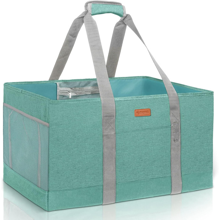 MHOMER Reusable Upright Grocery Bags - Extra Waterproof Large Tote Bag with Reinforced Bottom, Foldable Shopping Bags (Green)