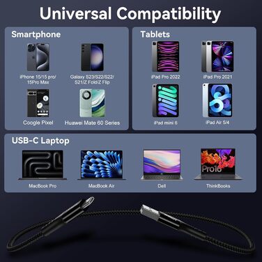 Кабель USB-C [2 шт] 3.1A, чорний, 1м + 2м. Сумісний з Samsung Galaxy, Huawei, Note, S, P, A, та іншими пристроями