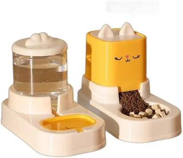 Автоматичний диспенсер корму та води для тварин, 2.2L + 1.8L (жовтий)