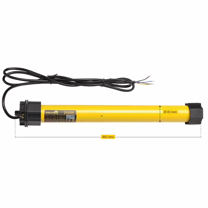 Schellenberg 20615 Roller Shutter Motor MAXI Standard 15 Nm, mechanical end-stop adjustment, tube motor for 60 mm shaft, suitable for shutter areas up to 6.2 m², set including wall bracket
