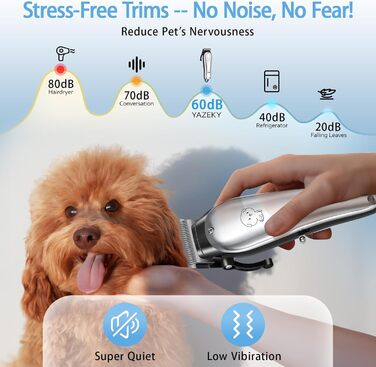 Професійна машинка для стрижки собак та котів Leise, 4 насадки, бездротова, для густого та кучерявого волосся
