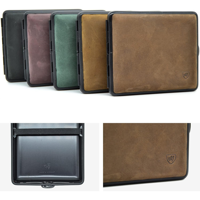 V.H. 1912 VOM HOFE MANUFACTORY Cigarette Case Genuine Leather, Handmade in Germany, Light Brown, 85mm - Case, Cigarette Box
