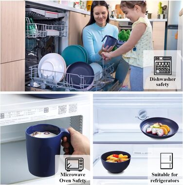 Набір посуду Berglander з білого пластику (24 шт) для 6 осіб: тарілки, миски, чашки | Berglander