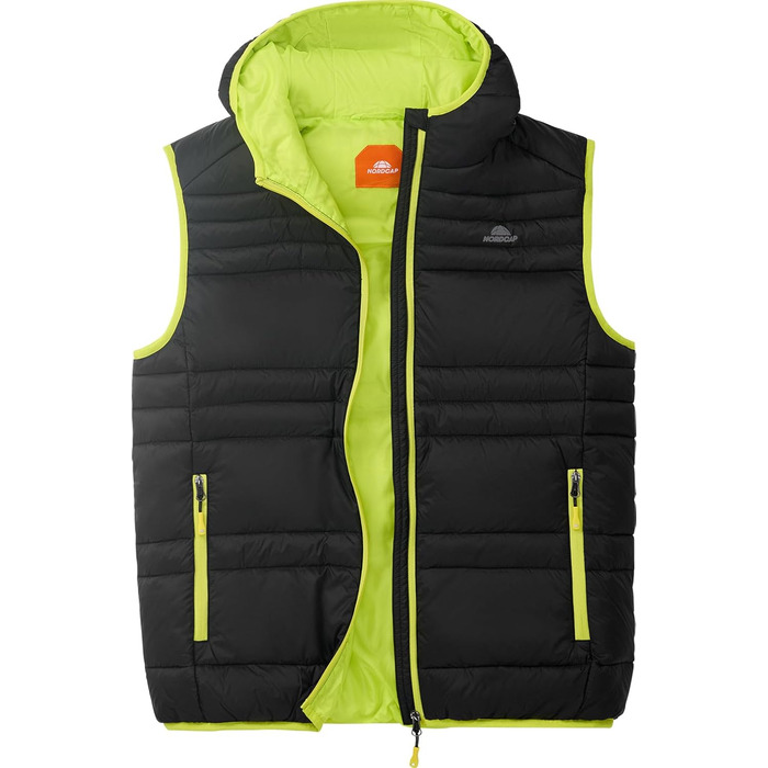Чоловіча степкова жилетка NORDCAP, легка, тепла та вітростійка, спортивна жилетка з капюшоном та кишенями на блискавці, розмір M-3 (XXL, чорний)